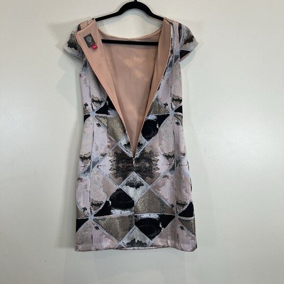 Vince Camuto Women Pink Diamond Jacquard Cap Sleeve Sheath Dress VC8M8732 Size 2 - Picture 9 of 12